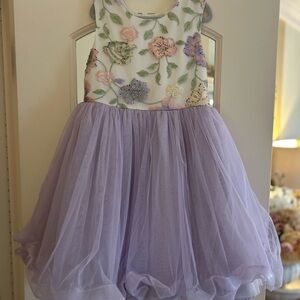 Rare Editions Girls Lavender Floral Tulle Party Dress